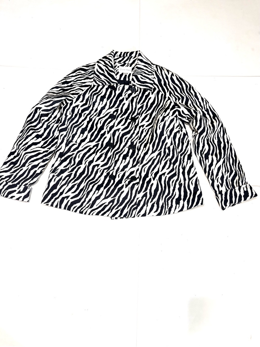 erin london Black and White Zebra Print Long Sleeve Button-Up Top